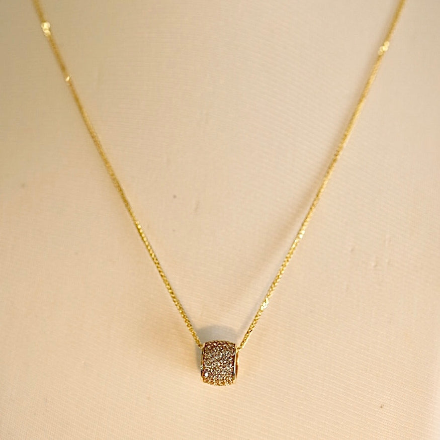 Diamond Barrel Pendant & Wheat Chain